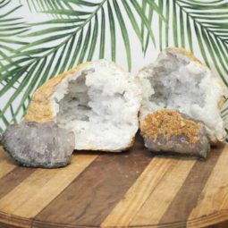 Calcite Geode Set with Amethyst J720 | Himalayan Salt Factory
