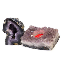 Crystal Specimen with Tea Light Candle Holder J735 6 Crystal Specimen with Tea Light Candle Holder J735-2 | Himalayan Salt Factory