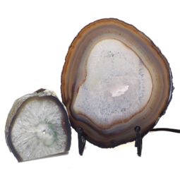 Sliced Brazilian Crystal Agate Lamp with Agate Tea Light Candle Holder J654 | Himalayan Salt Factory