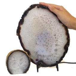 Sliced Brazilian Crystal Agate Lamp with Agate Tea Light Candle Holder J657-1 | Himalayan Salt Factory