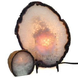 Sliced Brazilian Crystal Agate Lamp with Agate Tea Light Candle Holder J657-2 | Himalayan Salt Factory
