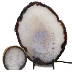 Sliced Brazilian Crystal Agate Lamp with Agate Tea Light Candle Holder J657 | Himalayan Salt Factory
