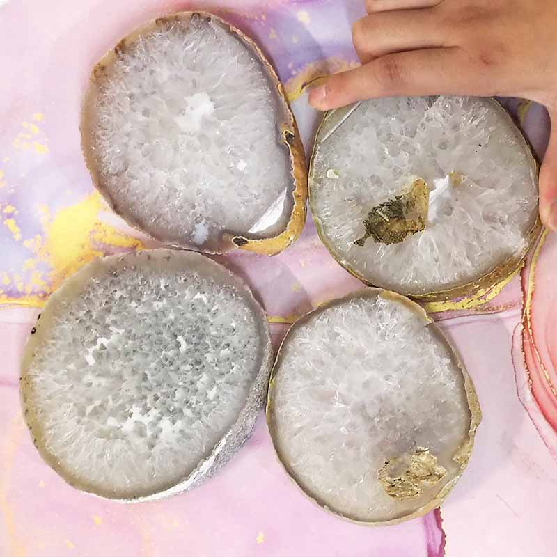 1.96Kg Sliced Thick Crystal 4 Pieces Coaster Set J673 3 Sliced Thick Crystal 4 Pieces Coaster Set J673-1
