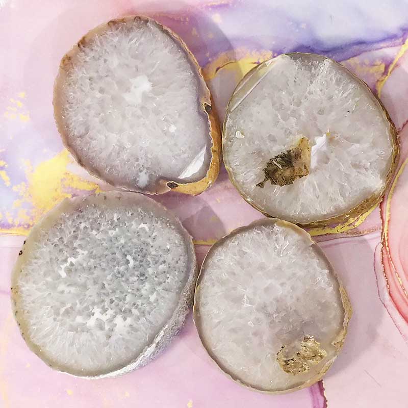 1.96Kg Sliced Thick Crystal 4 Pieces Coaster Set J673 4 Sliced Thick Crystal 4 Pieces Coaster Set J673