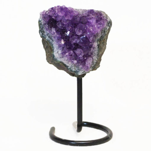 Amethyst Cluster on Round Metal Stand - Small | Himalayan Salt Factory