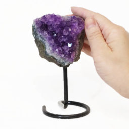 Amethyst Cluster on Round Metal Stand - Small | Himalayan Salt Factory