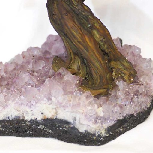 Amethyst Gemstone Bonsai Tree on Amethyst Cluster 25cm | Himalayan Salt Factory