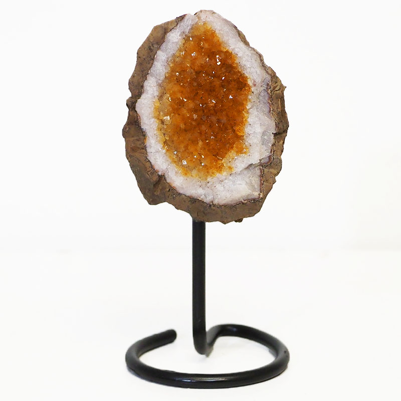 Citrine Cluster on Metal Stand - Small 3 Citrine Cluster on Metal Stand - Small | Himalayan Salt Factory