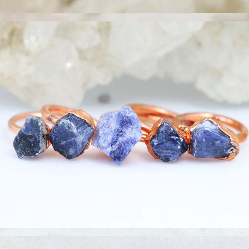 Five Healing Sodalite Copper Electroformed Rings NA 282 5 Five Healing Sodalite Copper Electroformed Rings NA 282-1 | Himalayan Salt Factory