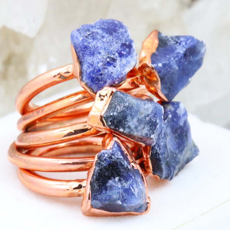 Five Healing Sodalite Copper Electroformed Rings NA 282 6 Five Healing Sodalite Copper Electroformed Rings NA 282-2 | Himalayan Salt Factory