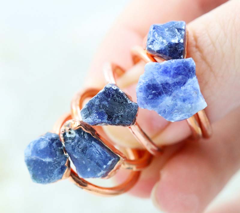 Five Healing Sodalite Copper Electroformed Rings NA 282 3 Five Healing Sodalite Copper Electroformed Rings NA 282-3 | Himalayan Salt Factory
