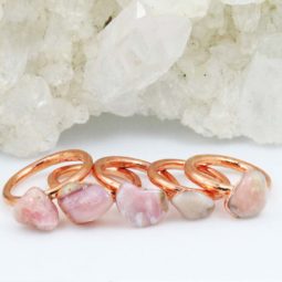 Five Pink Peru Opal Copper Electroformed Rings NA 281 7 Five Pink Peru Opal Copper Electroformed Rings NA 281-1 | Himalayan Salt Factory