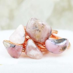 Five Pink Peru Opal Copper Electroformed Rings NA 281 8 Five Pink Peru Opal Copper Electroformed Rings NA 281-2 | Himalayan Salt Factory