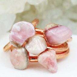 Five Pink Peru Opal Copper Electroformed Rings NA 281 9 Five Pink Peru Opal Copper Electroformed Rings NA 281 | Himalayan Salt Factory