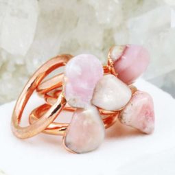 Five Pink Peru Opal Copper Electroformed Rings NA 281-3 | Himalayan Salt Factory