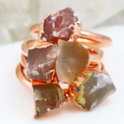 Five Protective Carnelian Copper Electroformed Rings NA 283 | Himalayan Salt Factory