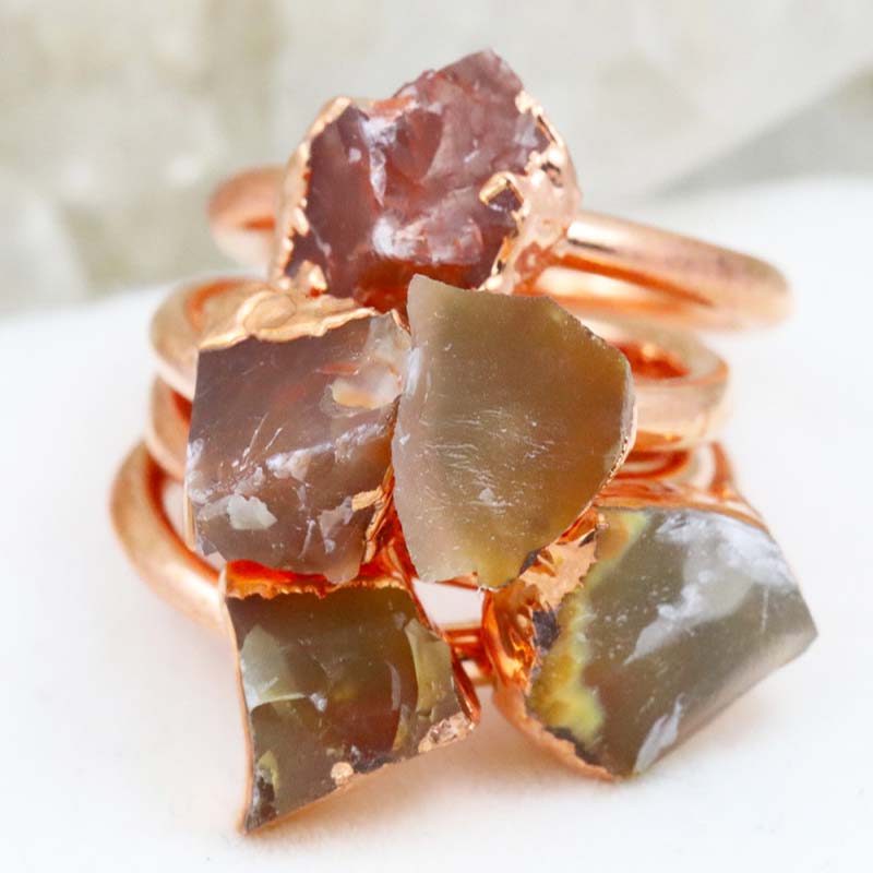 Five Protective Carnelian Copper Electroformed Rings NA 283 3 Five Protective Carnelian Copper Electroformed Rings NA 283 | Himalayan Salt Factory
