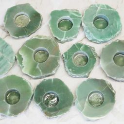 Green Quartz Slab Tealight Candle Holder - Polished | Himalayan Salt Factory