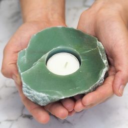 Green Quartz Slab Tealight Candle Holder - Polished | Himalayan Salt Factory