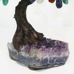 Mixed Gemstone Bonsai Tree on Amethyst Cluster 12 Branches 11 Mixed Gemstone Bonsai Tree on Amethyst Cluster 20cm | Himalayan Salt Factory