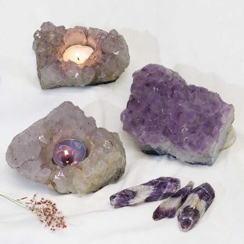 3Kg Natural Amethyst Loving Set J918 4 Natural Amethyst Loving Set J918 | Himalayan Salt Factory