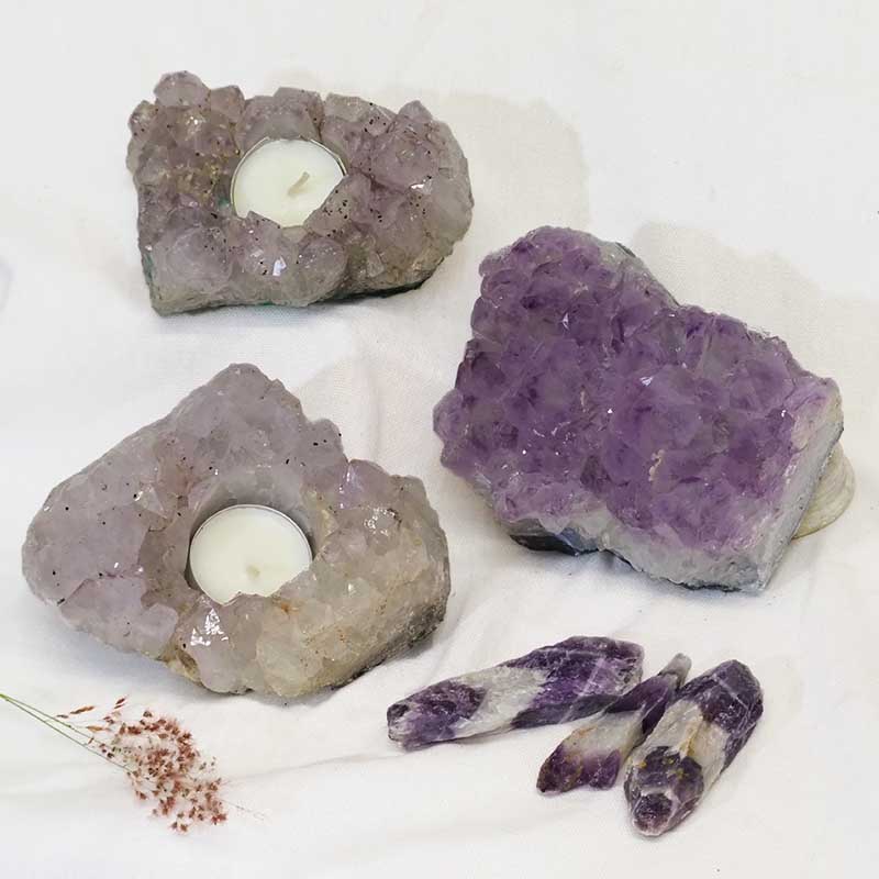 3Kg Natural Amethyst Loving Set J918 3 Natural Amethyst Loving Set J918 | Himalayan Salt Factory