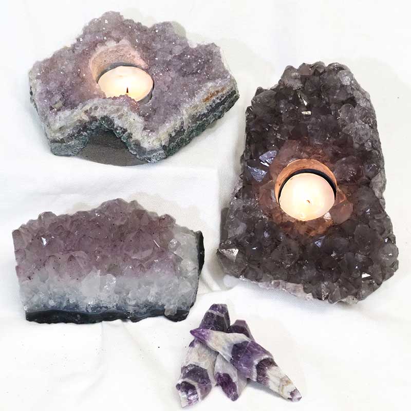 3.55Kg Natural Amethyst Loving Set J921 4 Natural Amethyst Loving Set J921 | Himalayan Salt Factory