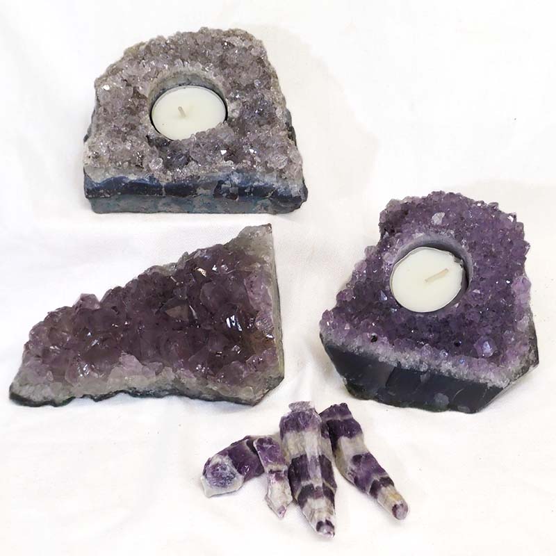 2.3Kg Natural Amethyst Loving Set J923 3 Natural Amethyst Loving Set J923 | Himalayan Salt Factory