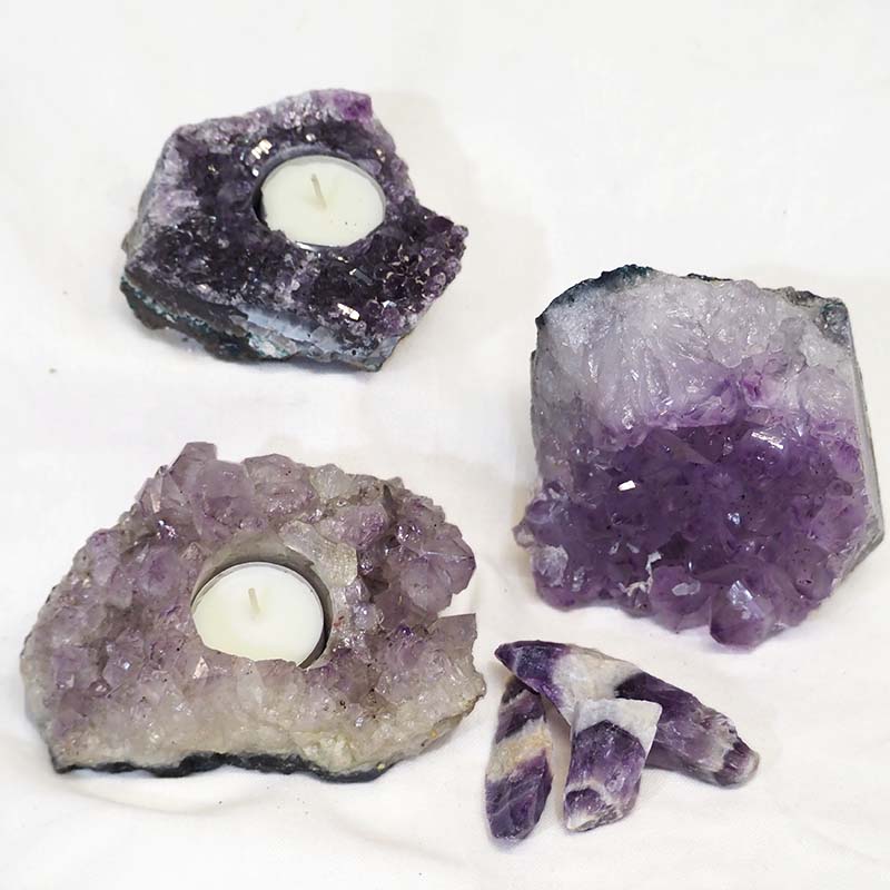 2.4Kg Natural Amethyst Loving Set J927 3 Natural Amethyst Loving Set J927 | Himalayan Salt Factory