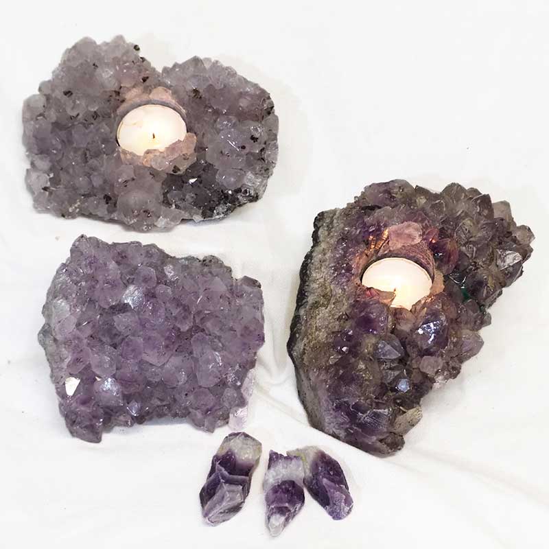 3.22Kg Natural Amethyst Loving Set J928 4 Natural Amethyst Loving Set J928 | Himalayan Salt Factory