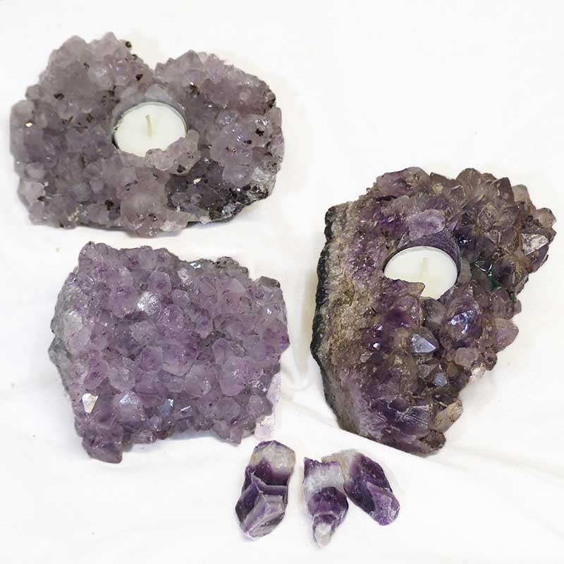 3.22Kg Natural Amethyst Loving Set J928 3 Natural Amethyst Loving Set J928 | Himalayan Salt Factory
