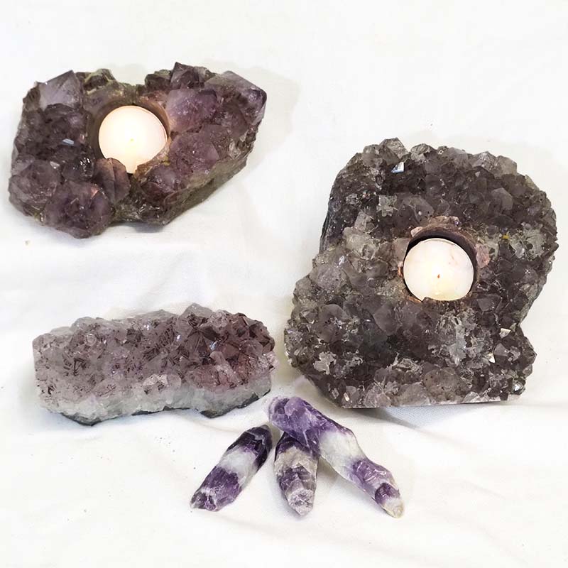 3.51Kg Natural Amethyst Loving Set J929 3 Natural Amethyst Loving Set J929 | Himalayan Salt Factory