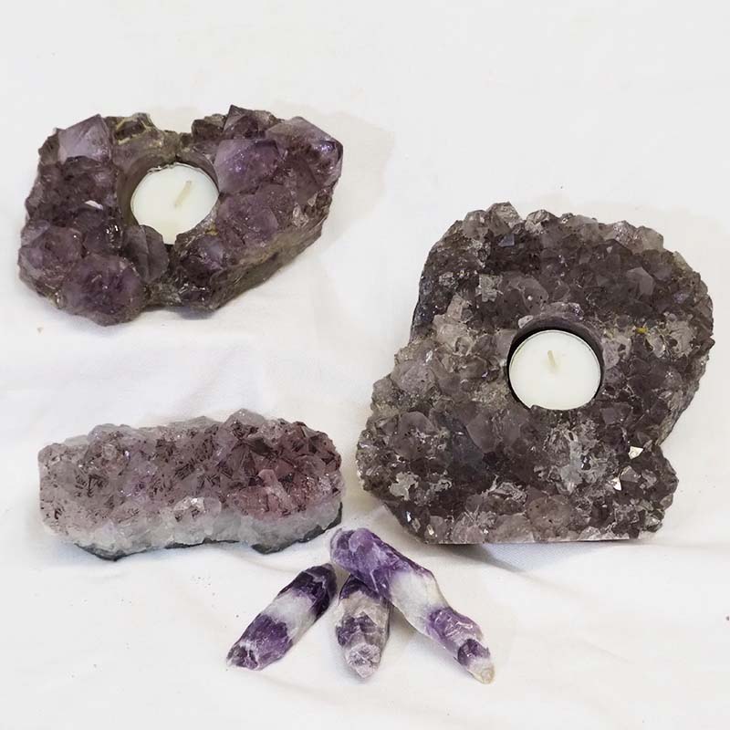 3.51Kg Natural Amethyst Loving Set J929 4 Natural Amethyst Loving Set J929 | Himalayan Salt Factory