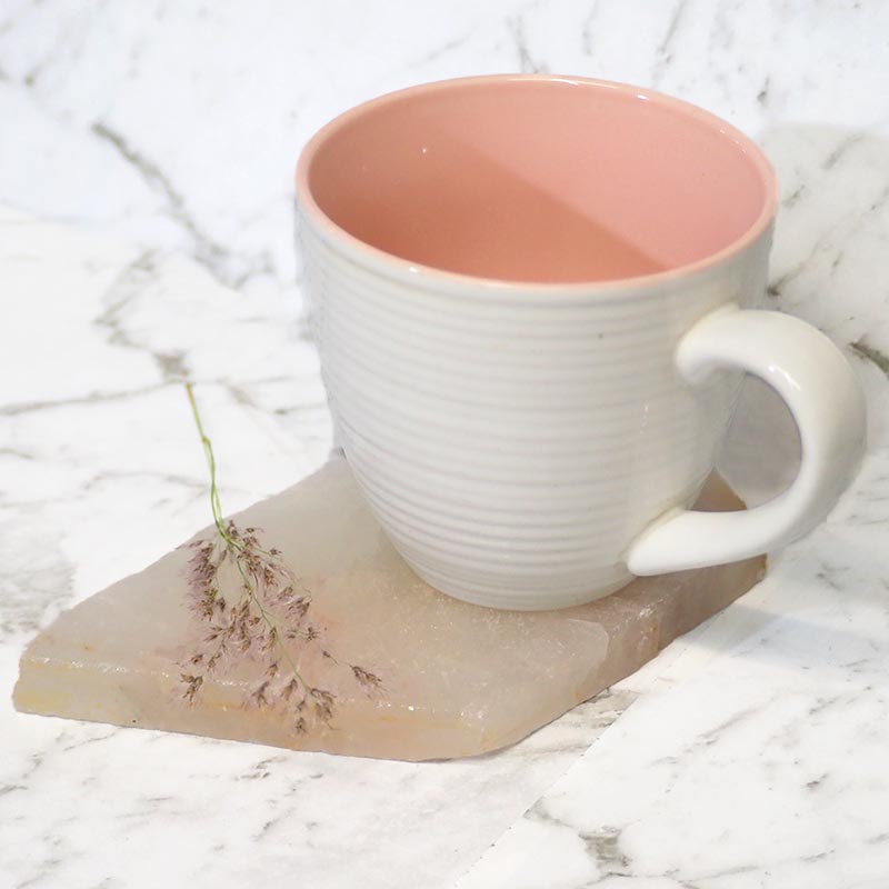 0.4kg Natural Clear Quartz Coaster J864 4 Natural Clear Quartz Coaster J864 | Himalayan Salt Factory
