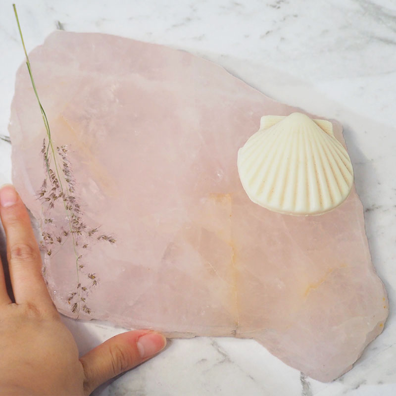 1.54Kg Natural Rose Quartz Plate J868 4 Natural Rose Quartz Plate J868 | Himalayan Salt Factory