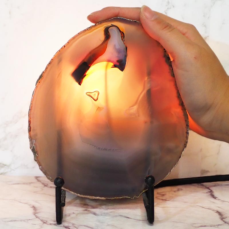 0.19Kg Sliced Brazilian Crystal Agate Lamp J847 3 Sliced Brazilian Crystal Agate Lamp J847 | Himalayan Salt Factory