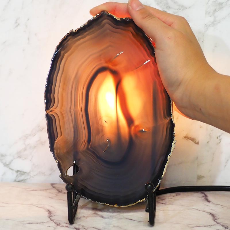 0.21Kg Sliced Brazilian Crystal Agate Lamp J857 3 Sliced Brazilian Crystal Agate Lamp J857 | Himalayan Salt Factory