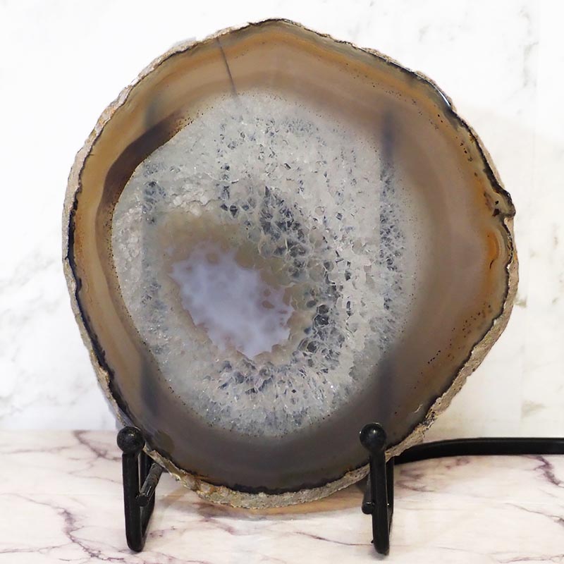 0.24Kg Sliced Brazilian Crystal Agate Lamp J859 4 Sliced Brazilian Crystal Agate Lamp J859 | Himalayan Salt Factory