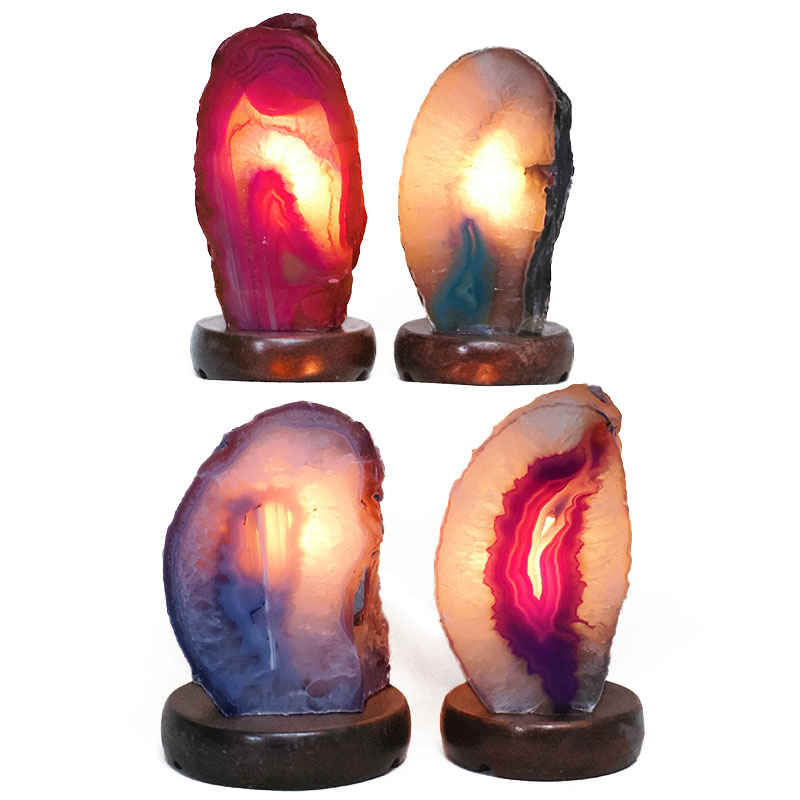 Mixed Agate Crystal Lamp Bulk Set 4 Package - Timber Base 4 Mixed Agate Crystal Lamp Bulk Set 4 Package - Timber Base | Crystal Factory