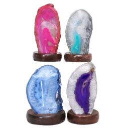 Mixed Agate Crystal Lamp Bulk Set 4 Package - Timber Base | Crystal Factory