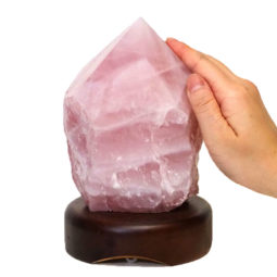 Rose Quartz Point Lamp on Timber Base - Large 10 Rose Quartz Point Lamp on Timber Base - Large 9