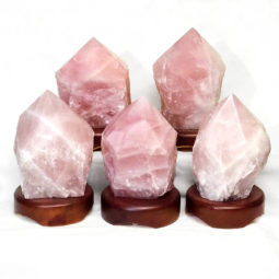 Rose Quartz Point Lamp on Timber Base - Large 12 Rose Quartz Point Lamp on Timber Base - Large 11
