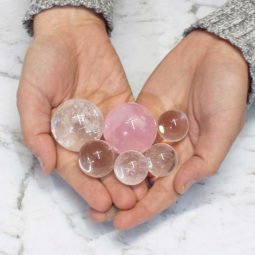 Quartz Sphere Set 6 - Rose and Clear Quartz | Himalayan Salt Factory