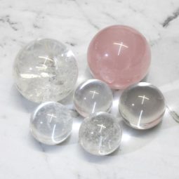 Quartz Sphere Set 6 - Rose and Clear Quartz | Himalayan Salt Factory