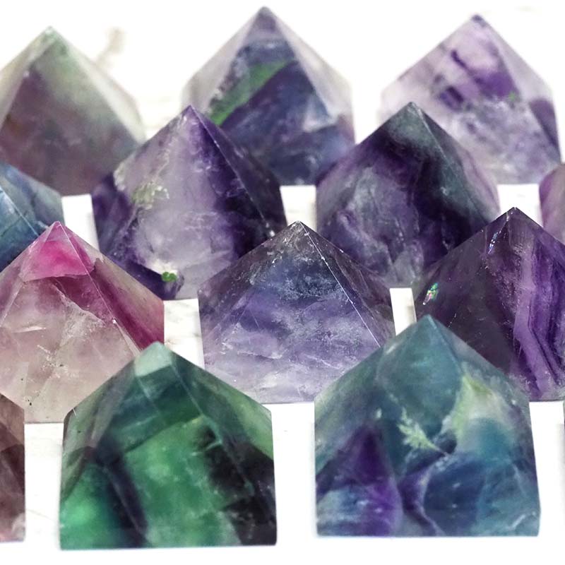 Rainbow Fluorite Pyramid – Small 5 Rainbow Fluorite Pyramid – Small | Himalayan Salt Factory