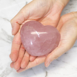 Rose Quartz Heart Palm Stone - Large | Himalayan Salt Factory