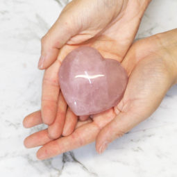 Rose Quartz Heart Palm Stone - Medium | Himalayan Salt Factory