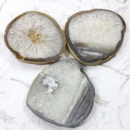 Sliced Thick Agate Crystal Plate 3 Piece Set J1311-1 | Himalayan Salt Factory