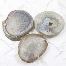 Sliced Thick Agate Crystal Plate 3 Piece Set J1312 | Himalayan Salt Factory