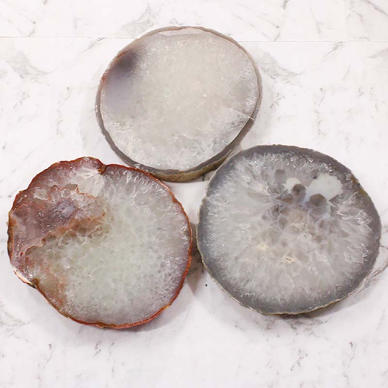1.98kg Sliced Thick Agate Crystal Plate 3 Piece Set J1313 4 Sliced Thick Agate Crystal Plate 3 Piece Set J1313-1 | Himalayan Salt Factory